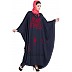 Designer Kaftan abaya with embroidery work- Navy Blue-Red